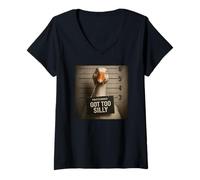 Femme Got Too Silly Funny Goose Mugshot T-Shirt avec Col en V
