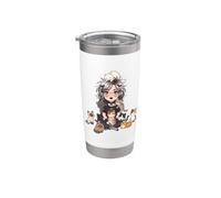 Femme gothique de dessin animé entourée de chats amant chat maman Gobelet isotherme en acier inoxydable double paroi
