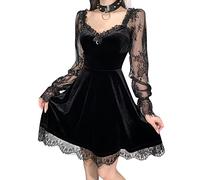 Femme Gothique Mini Robe Vintage avec Robe pour Soirée Halloween Ensemble en Dentelle Gothique Mariage Robe Punk y2k Robe Lolita Robe Gothique Noire M