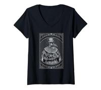 Femme Gothique Plague Doctor Steampunk Occulte Goth Witchcraft T-Shirt avec Col en V