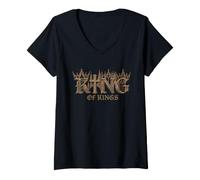 Femme Gothique Roi des Rois Jésus-Christ T-Shirt avec Col en V