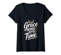 Femme Grace gagne à Chaque Fois T-Shirt avec Col en V