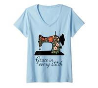 Femme Grace in Every Stitch Couture Florale T-Shirt avec Col en V