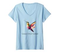 Femme Grace Over Grind Soft Life Motivation pour Le Bien-être des Femmes T-Shirt avec Col en V