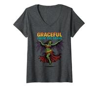 Femme Graceful from The Grave Gothic Undead Dancer T-Shirt avec Col en V