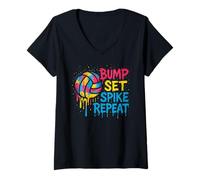 Femme Graffiti Bump Set Spike Repeat pour Filles T-Shirt avec Col en V