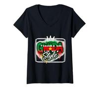 Femme Graffiti Couleurs Guadeloupe T-Shirt avec Col en V