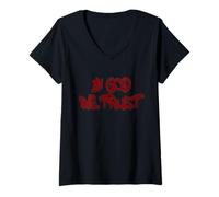 Femme Graffiti in God We Trust Modern Street Art Print T-Shirt avec Col en V