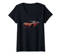 Femme Graffiti Supercar Street Design T-Shirt avec Col en V