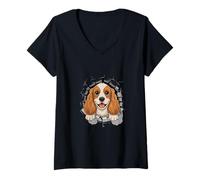 Femme Graffiti Wall Art English Cocker Spaniel T-Shirt avec Col en V