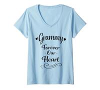 Femme Grammy Forever Our Heart - Retro Proud Loving Family Grandma T-Shirt avec Col en V