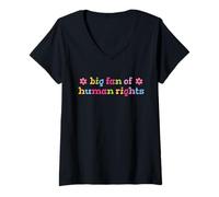 Femme Grand Fan de la déclaration d'égalité des Droits de l'homme Justice Sociale T-Shirt avec Col en V
