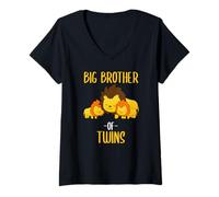 Femme Grand frère des Big Bro Lions de Zwillingen T-Shirt avec Col en V