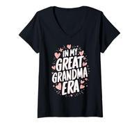 Femme Grand-mère à l'époque de Mon arrière-Grand-mère, cœur de Grand-mère T-Shirt avec Col en V