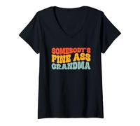 Femme Grand-mère au beau cul de quelqu'un, maman rétro et drôle T-Shirt avec Col en V