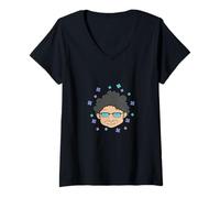 Femme Grand-mère avec des Fleurs T-Shirt avec Col en V