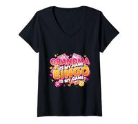 Femme Grand-mère est Mon nom Le Bingo est Mon Jeu Funny Player Women T-Shirt avec Col en V