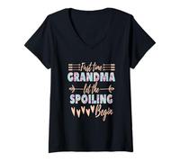 Femme Grand-mère gâte pour la première fois T-Shirt avec Col en V
