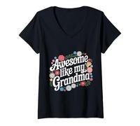 Femme Grand-mère géniale comme Mon Grand-père T-Shirt avec Col en V