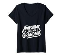 Femme Grand-mère géniale comme Mon Grand-père T-Shirt avec Col en V