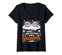 Femme Grand-mère J'Ai l'air trop Jeune Mamie Fête des Mères T-Shirt avec Col en V