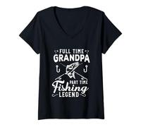 Femme Grand-père, légende de la pêche, pêcheur, amateur de poissons T-Shirt avec Col en V