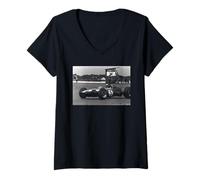 Femme Grand Prix de Grande-Bretagne Jim Clark Racing Silverstone Climax 1965 T-Shirt avec Col en V