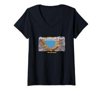 Femme Grand Souvenir prismatique du Parc National de Yellowstone T-Shirt avec Col en V