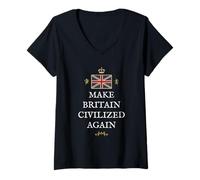 Femme Grande-Bretagne Patriote Fierté Britannique civilisée à Nouveau au Royaume-Uni T-Shirt avec Col en V