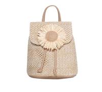 Femme Grande Capacité Sac à dos à rabat tissé en paille à pampilles Bohème Sac à dos de voyage de vacances à l'épaule Sacs à Main Portés Bandouliere Original 10tyhKaki