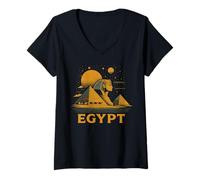 Femme Grande Pyramide Sphinx Art égyptien Antique T-Shirt avec Col en V