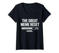 Femme Grande réinitialisation des mèmes de 2026 Funny Internet 6 7 67% Six Seven T-Shirt avec Col en V