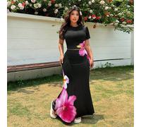Femme grande taille 2 pièces/Set Tenue de vacances style club à motif floral, tenue de plage pour femme, élégante et sexy pour usage quotidien, sortie, rendez-vous, thé de l'après-midi, vacances, prin