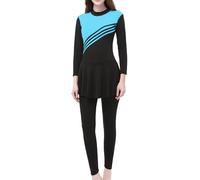 Femme Grande Taille Maillot de Bain Manche Longue Rayure Hauts de Natation+Pantalon de Natation+Bonnet de Bain 3 Pieces Musulman Burkini Femme Chic