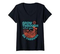 Femme Grandir à Travers T-Shirt avec Col en V