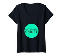 Femme Grandir en Christ, Que Dieu Soit avec Vous T-Shirt avec Col en V