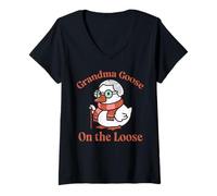 Femme Grandma Goose on The Loose Funny Nana Mimi Animal Femme T-Shirt avec Col en V