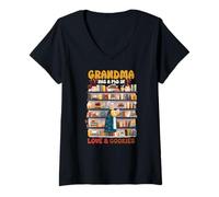 Femme Grandma Has a PhD in Love and Cookies T-Shirt avec Col en V
