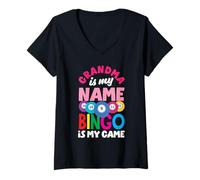 Femme Grandma is My Name Bingo est Mon Jeu Amusant T-Shirt avec Col en V