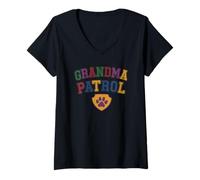 Femme Grandma Patrol Funny Family Humor Design Tee T-Shirt avec Col en V