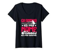 Femme Grandma Tennis Player is My Name Game T-Shirt avec Col en V