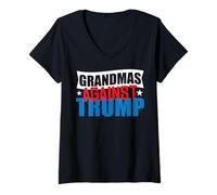 Femme Grandmas Against Trump 2020 Élection Donald Démocrate Cadeau T-Shirt avec Col en V