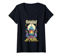 Femme Grandmas Stories are The Best Kind of Adventures T-Shirt avec Col en V