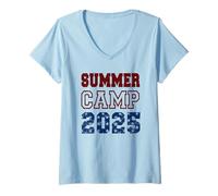 Femme Grandpa Summer Camp 2025 Camping Host Team Staff Cook T-Shirt avec Col en V