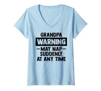 Femme Grandpa warning may sieste souddenly at any time Father's Day T-Shirt avec Col en V