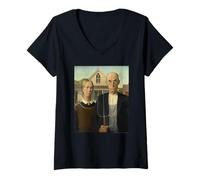 Femme Grant Wood American Gothic T-Shirt avec Col en V