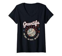 Femme GRANTIFA Contre Le fascisme Grandma Resist No Kings 50501 T-Shirt avec Col en V