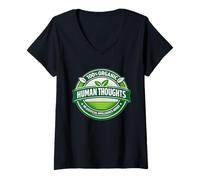 Femme Graphique 100% Organique pensées humaines Anti-IA T-Shirt avec Col en V