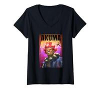 Femme Graphique Akuma Neon Classique T-Shirt avec Col en V