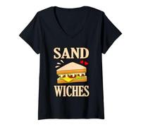 Femme Graphique Alimentaire « We Finish Each Other's Sandwiches Bologna Meat Food » T-Shirt avec Col en V